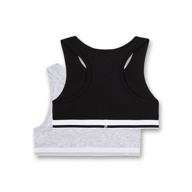 SANETTA Girls' bustier (double pack) gray melange and black