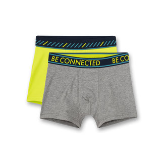 SANETTA Boy's shorts (twin pack) gray melange and lemon green