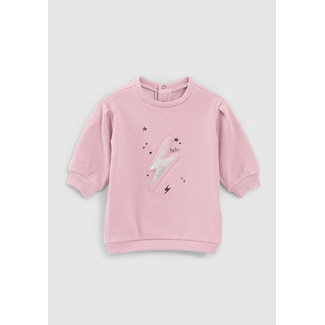 IKKS BABY GIRLS' PINK SWEATSHIRT DRESS WITH EMBOSSED LIGHTNING