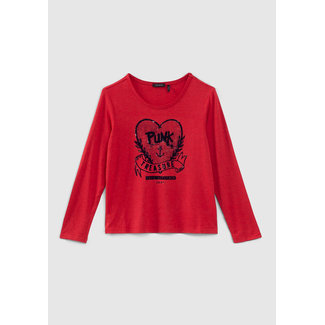 IKKS GIRLS’ LIGHT RED T-SHIRT WITH XL HEART ON FRONT