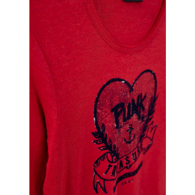 IKKS GIRLS’ LIGHT RED T-SHIRT WITH XL HEART ON FRONT