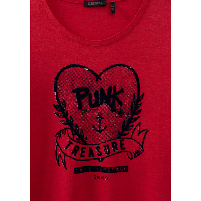 IKKS GIRLS’ LIGHT RED T-SHIRT WITH XL HEART ON FRONT