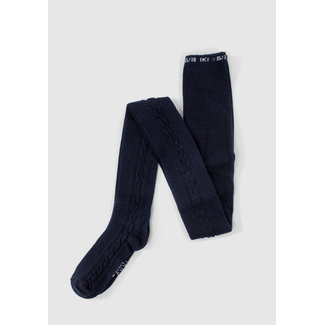 IKKS GIRLS’ NAVY KNIT TIGHTS WITH CABLE KNIT DOWN LEGS
