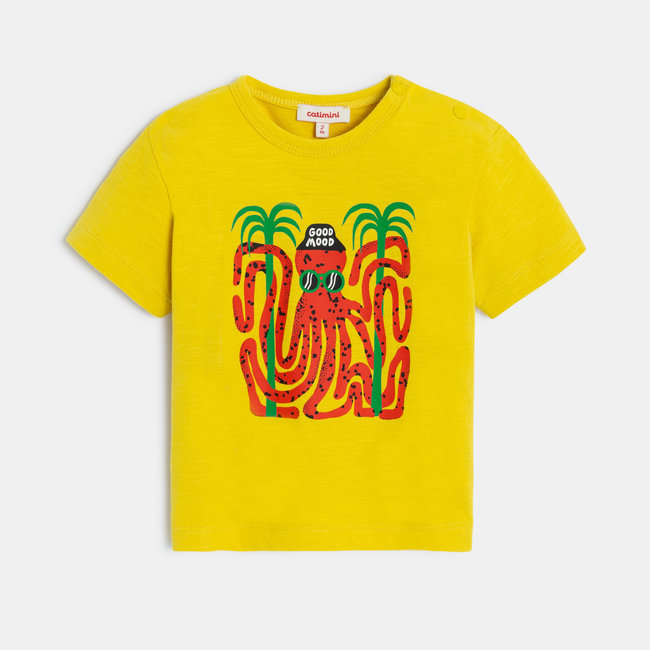 CATIMINI Baby boy's yellow octopus T-shirt