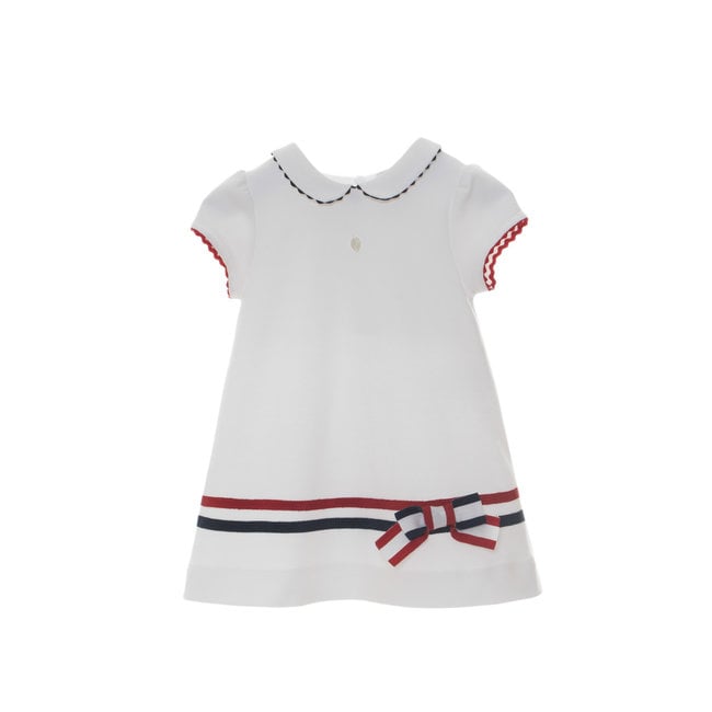 PATACHOU Mini Girl Cruise White Dress with Red Edge
