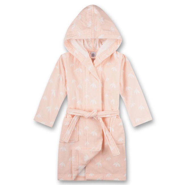 SANETTA Girls bathrobe allover pink white leaf