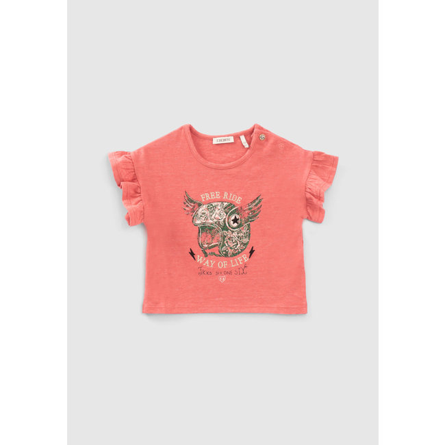 IKKS BABY GIRLS’ RED T-SHIRT WITH WINGED HELMET