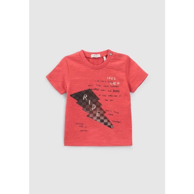 IKKS BABY BOYS’ RED T-SHIRT WITH 3D LIGHTNING IMAGE