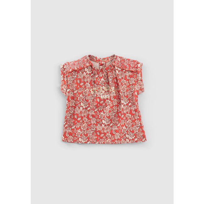 IKKS BABY GIRLS’ RED FLORAL PRINT T-SHIRT