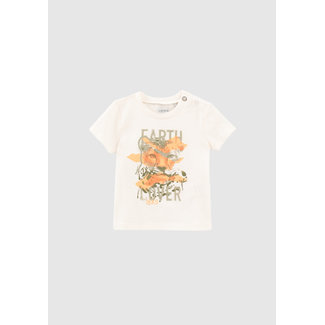 IKKS BABY BOYS’ ECRU LEOPARD IMAGE ORGANIC COTTON T-SHIRT