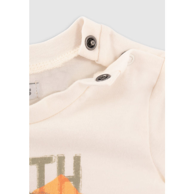 IKKS BABY BOYS’ ECRU LEOPARD IMAGE ORGANIC COTTON T-SHIRT