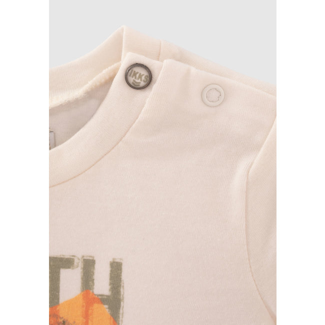 IKKS BABY BOYS’ ECRU LEOPARD IMAGE ORGANIC COTTON T-SHIRT