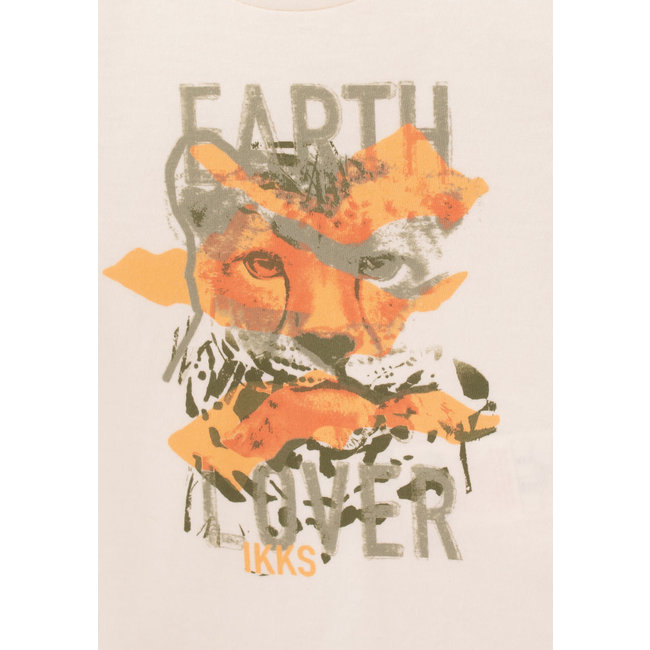 IKKS BABY BOYS’ ECRU LEOPARD IMAGE ORGANIC COTTON T-SHIRT