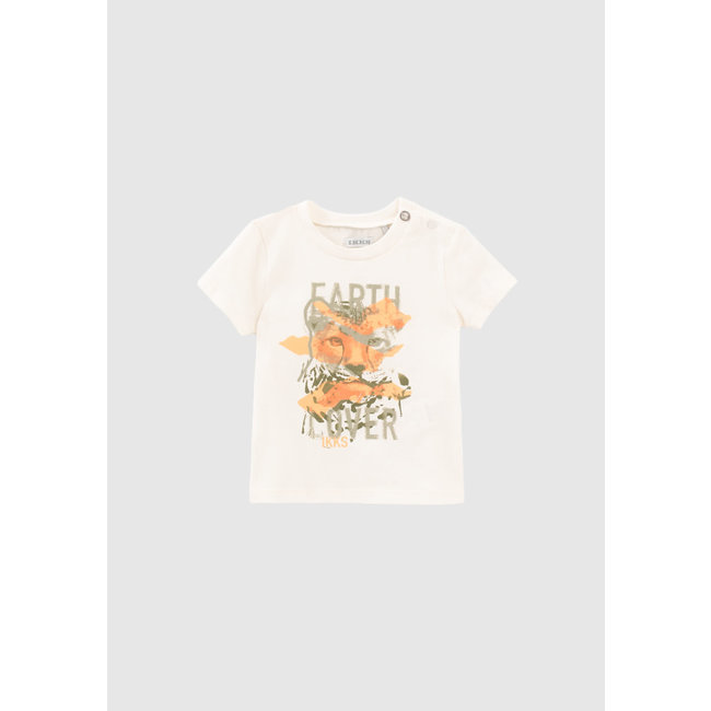 IKKS BABY BOYS’ ECRU LEOPARD IMAGE ORGANIC COTTON T-SHIRT