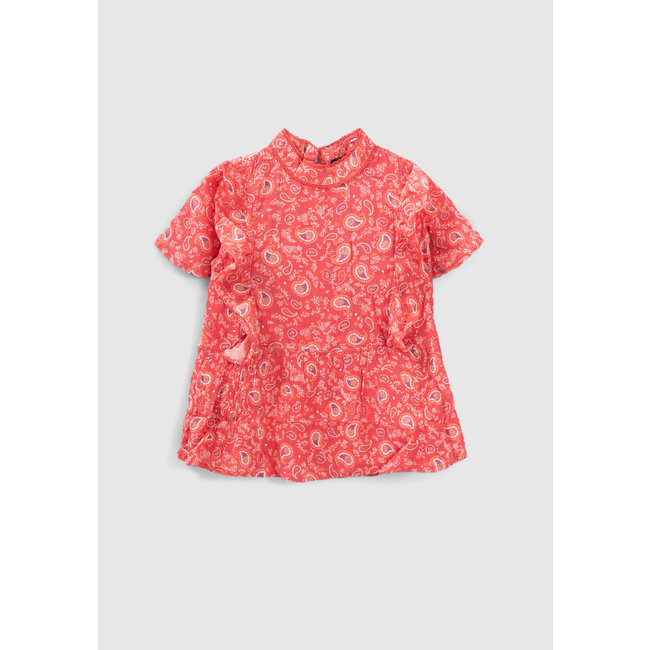 IKKS GIRLS’ RED PAISLEY PRINT LENZING ECOVERO VISCOSE BLOUSE