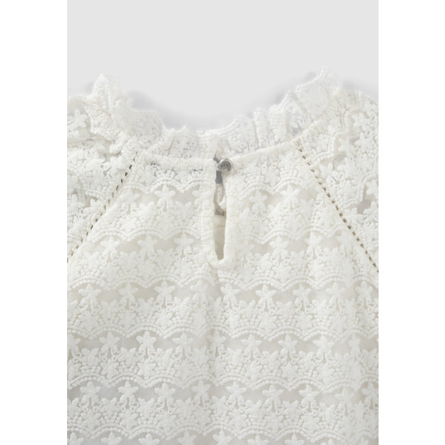 IKKS GIRLS’ OFF-WHITE LACE BLOUSE