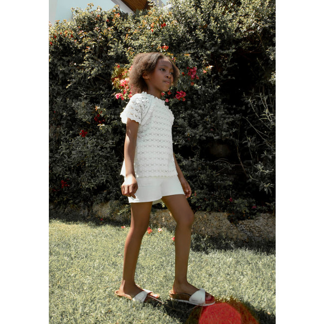 IKKS GIRLS’ OFF-WHITE LACE BLOUSE