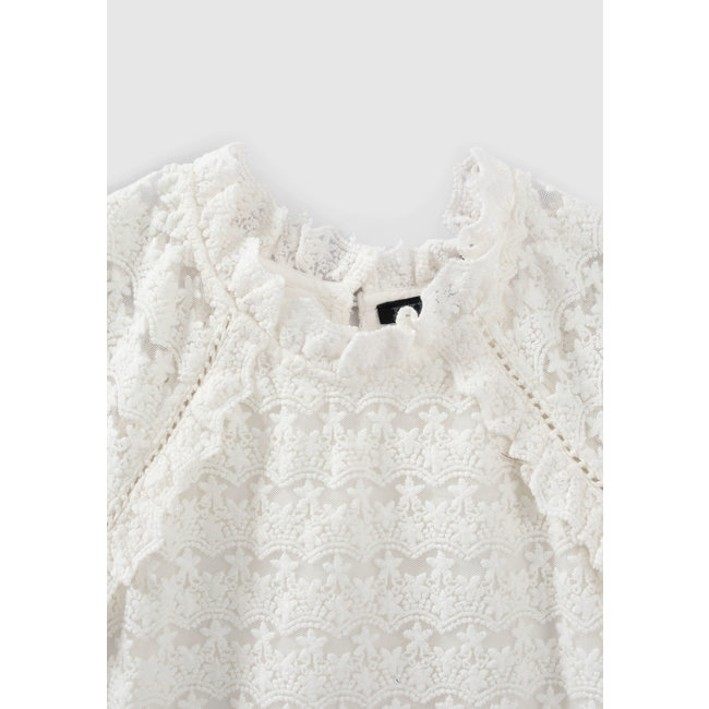 IKKS GIRLS’ OFF-WHITE LACE BLOUSE