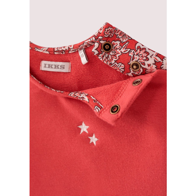 IKKS BABY GIRLS’ RED MIXED-FABRIC SLOGAN SWEATSHIRT, BACK PRINT