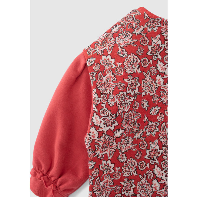 IKKS BABY GIRLS’ RED MIXED-FABRIC SLOGAN SWEATSHIRT, BACK PRINT