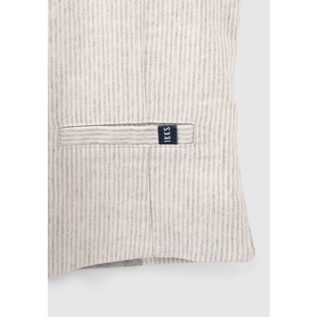 IKKS BOYS' BEIGE STRIPED SUIT WAISTCOAT