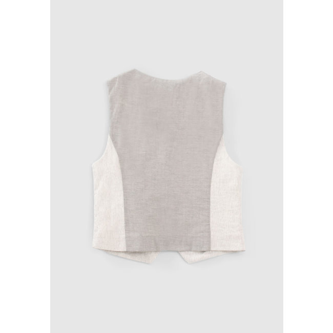 IKKS BOYS' BEIGE STRIPED SUIT WAISTCOAT
