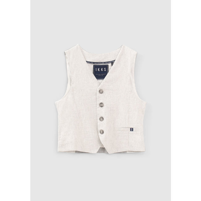 IKKS BOYS' BEIGE STRIPED SUIT WAISTCOAT