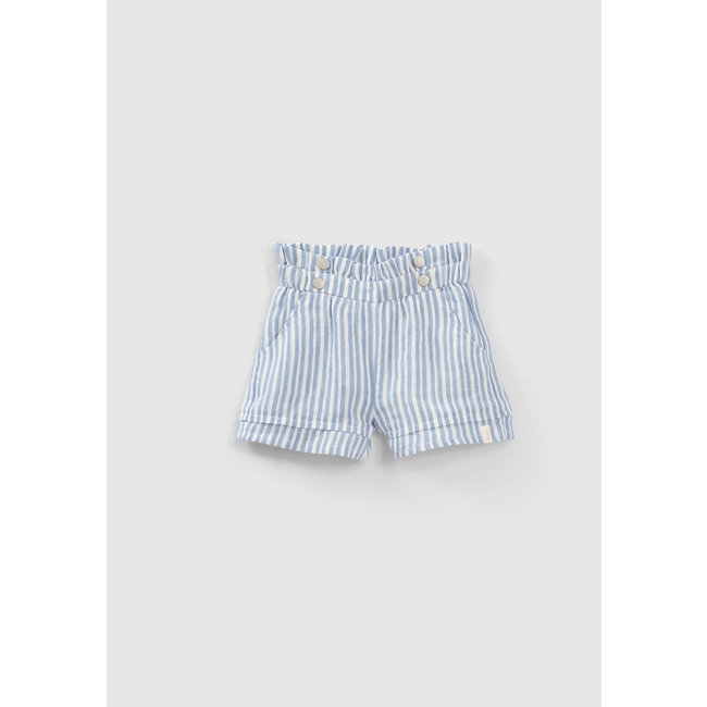 IKKS BABY GIRLS’ BLUE AND WHITE STRIPED SHORTS
