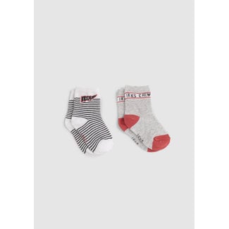 IKKS BABY BOYS’ GREY, RED AND WHITE STRIPED SOCKS