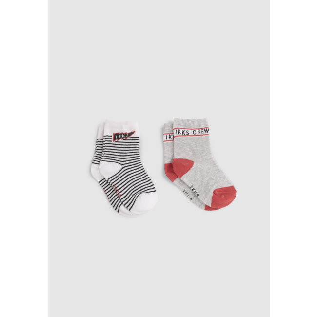 IKKS BABY BOYS’ GREY, RED AND WHITE STRIPED SOCKS