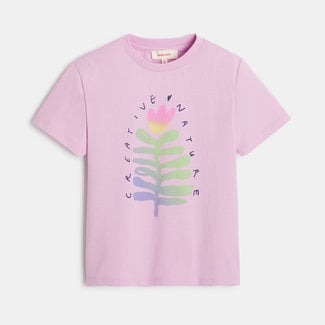 CATIMINI Girl 's pink t-shirt with plant print