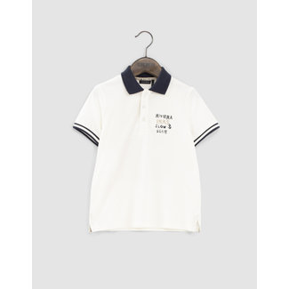 IKKS BOYS’ ECRU POLO SHIRT WITH XL FLAG PATCH ON BACK