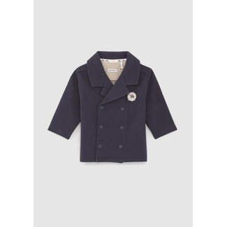 IKKS BABY BOYS’ NAVY PEA COAT-STYLE CARDIGAN