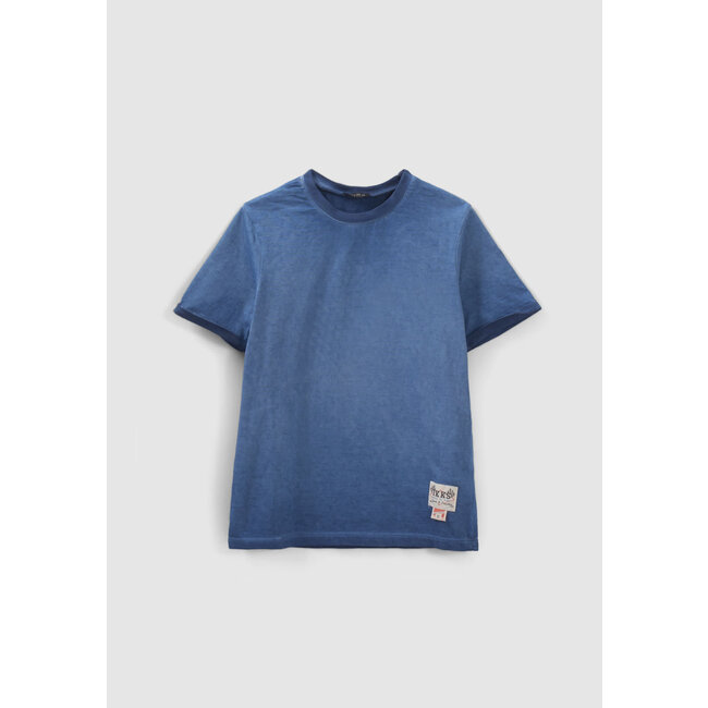 IKKS BOYS’ BLUE T-SHIRT WITH SKULL ON FLAG ON BACK