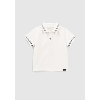 IKKS BABY BOYS’ WHITE POLO SHIRT WITH NAVY STRIPED COLLAR