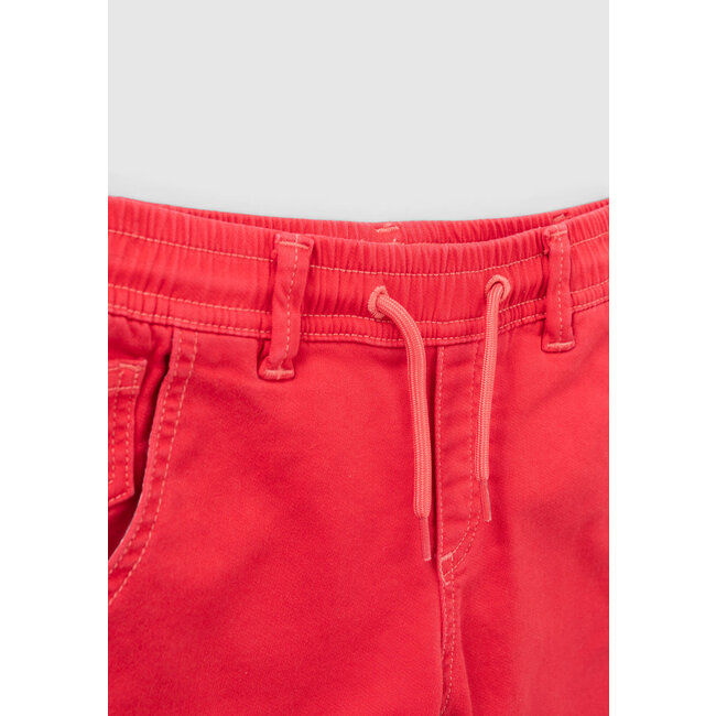 IKKS BOYS' RED DENIM BERMUDAS WITH ELASTICATED WAIST
