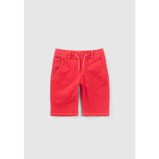 IKKS BOYS' RED DENIM BERMUDAS WITH ELASTICATED WAIST