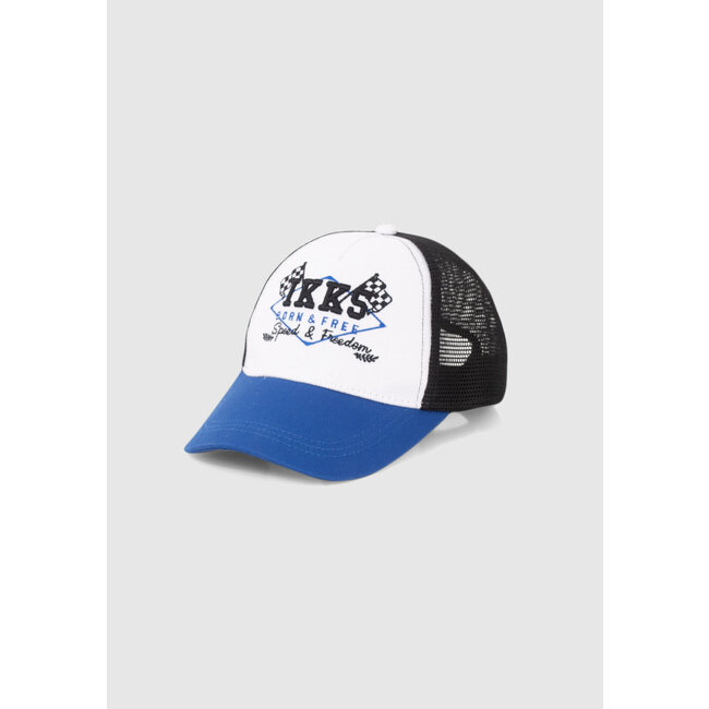 IKKS BOYS’ BLUE, WHITE AND BLACK FLAG CAP