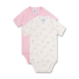 SANETTA Bodysuit short sleeves (twin pack) off-white and pink