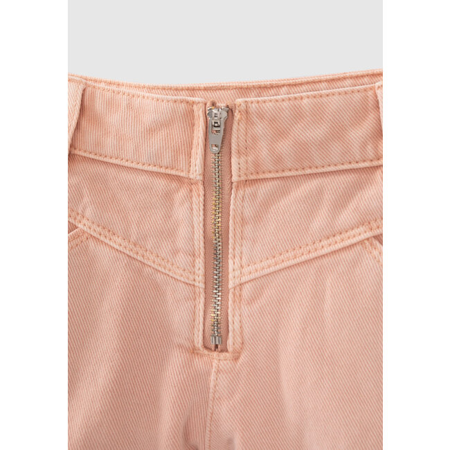 IKKS GIRLS’ PINK DENIM SHORTS WITH STRIPED BRAID DOWN SIDES