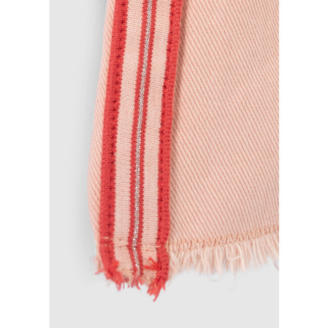 IKKS GIRLS’ PINK DENIM SHORTS WITH STRIPED BRAID DOWN SIDES