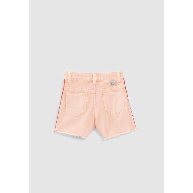 IKKS GIRLS’ PINK DENIM SHORTS WITH STRIPED BRAID DOWN SIDES