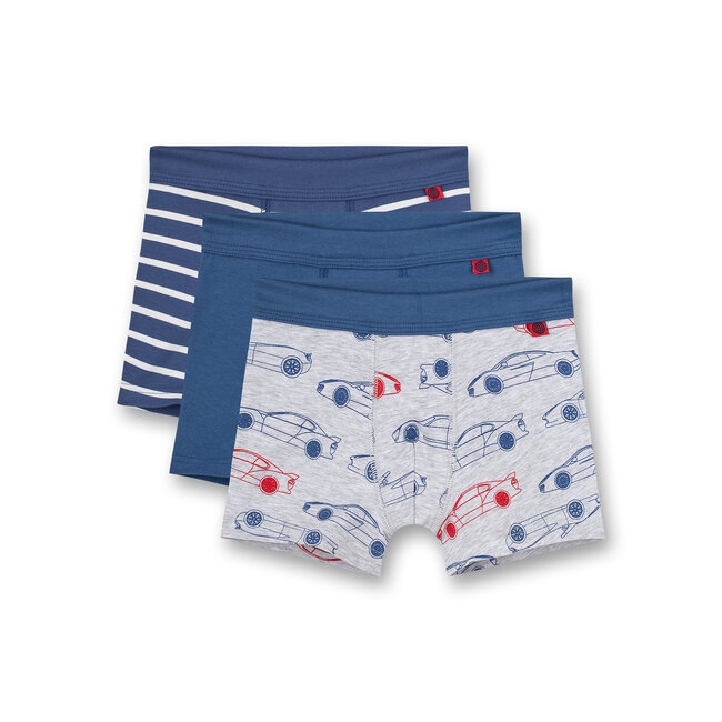 SANETTA Boy's Shorts (Three Pack) Blue Blue stripes and gray melange