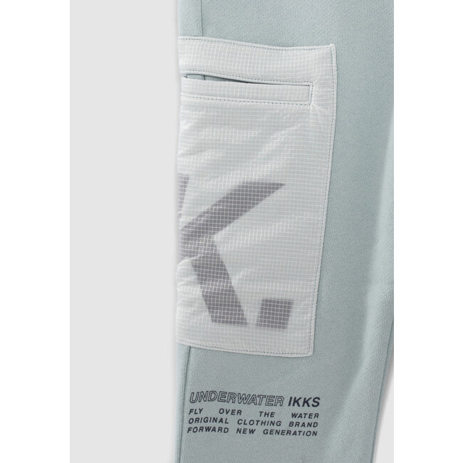 IKKS BOYS’ AQUA GREEN JOGGERS WITH NYLON CHEQUERED POCKET