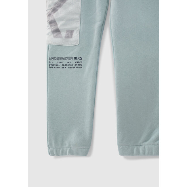 IKKS BOYS’ AQUA GREEN JOGGERS WITH NYLON CHEQUERED POCKET