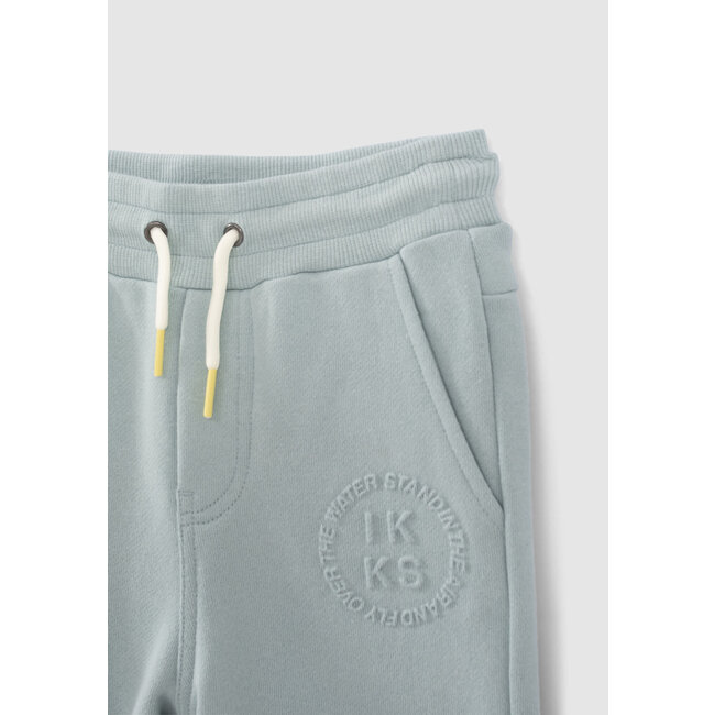 IKKS BOYS’ AQUA GREEN JOGGERS WITH NYLON CHEQUERED POCKET