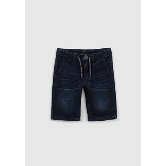 IKKS BOYS’ RAW DENIM BERMUDA SHORTS WITH SLOGAN CORDS