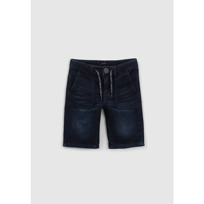 IKKS BOYS’ RAW DENIM BERMUDA SHORTS WITH SLOGAN CORDS