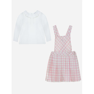 PATACHOU SET (T-SHIRT+SKIRT) MINI GIRL PALE PINK-PINK CHECK F23-9