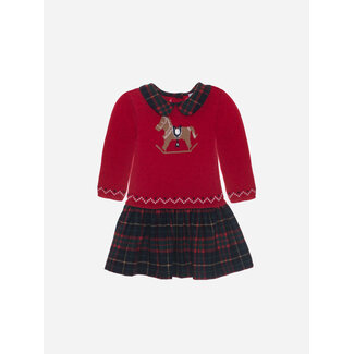 PATACHOU DRESS NEWBORN TARTAN-RED